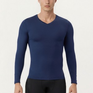 Anna-Kaci Active Men's Long Sleeve Compression Athletic Shirt with Stretch Fabric and V-Neck Design - 1 of 4