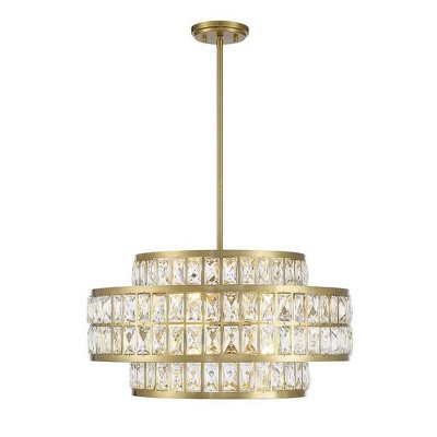 Renzo Warm Brass Crystal Drum 4-Light LED Pendant