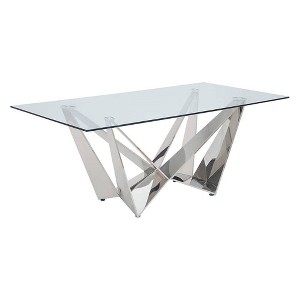 Acme Furniture Dekel Glass Top Dining Table Clear/Stainless Steel - 1 of 4