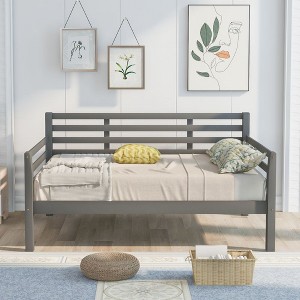 Full Size Daybed With Underearth Storage Space Thick Slat Panels Space Saving Wooden Daybed Frame No Box Spring Needed - 1 of 4