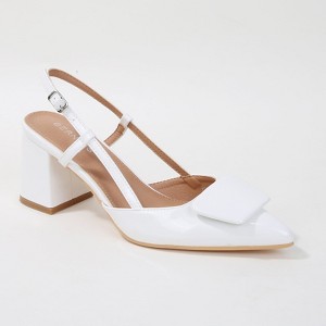 Berness Women's Charlize T-Strap Trapezoid Accent Slingback Heels - 1 of 4