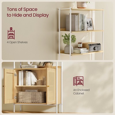 Natural Rattan-Like Modular Bookcase with Adjustable Shelves