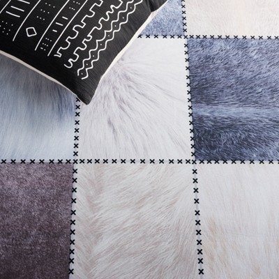 Beige/Grey Faux Fur Rectangular 4' x 6' Rug