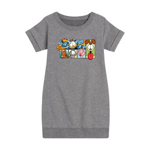 - Garfield - Character Grid Graphic Short Sleeve Fleece Dress - 1 of 4
