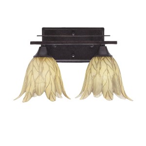 Toltec Lighting Uptowne 2 - Light Vanity in  Dark Granite with 7" Vanilla Leaf Shade - 1 of 1