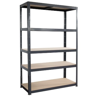 G-Rack Galvanised Steel Garage Shelving Units - 5 Tier - Gray