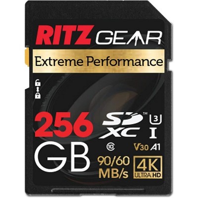 Ritz Gear High-Speed SDXC UHS-I SD Card, C10, U3, V30, Full-HD & 4K Memory Card
