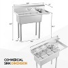 winado 3 Compartment Stainless Steel Sink With Right Side Drainboard - 2 of 4