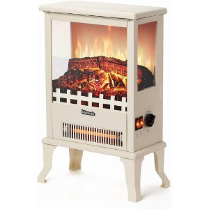 17" 3-Sided View Infrared Electric Fireplace Stove, 1500W Portable Heater w/ Realistic Flame, Overheat Protection, White - 1 of 4