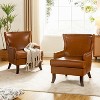 Set of 2 Gonzalo Mid-century Modern Vegan Leather ergonomic Accent Armchair | ARTFUL LIVING DESIGN - 2 of 4