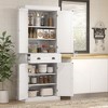 Okak Floor Sideboard Cabinet 48.5" Kitchen Pantry Farmhousewith 2 Adjustable Shelves and 4 Beadboard Doors - 3 of 4