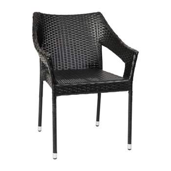 Emma and Oliver All-Weather Indoor/Outdoor Stacking Patio Dining Chair with Steel Frame and Weather Resistant PE Rattan