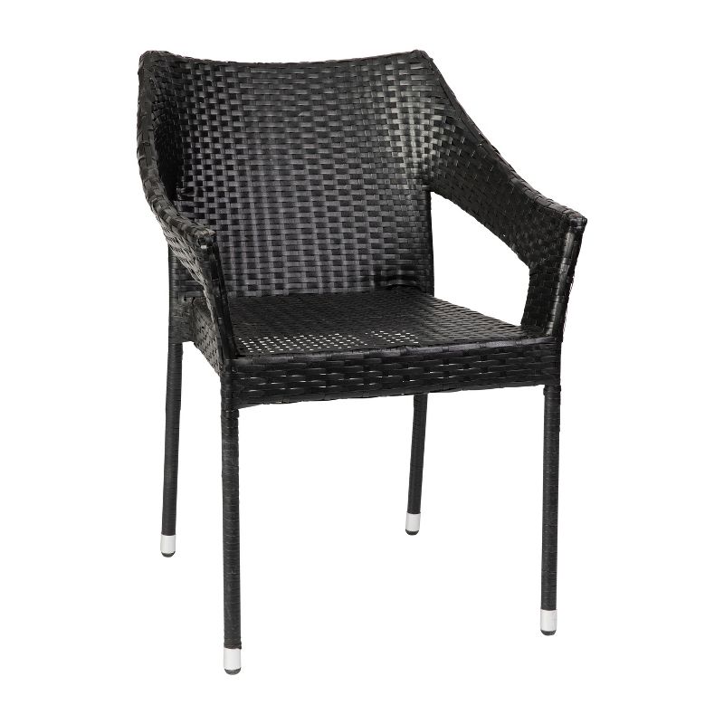 Flash Furniture Ethan Set of 4 Commercial Grade Stacking Patio Chairs, All Weather PE Rattan Wicker Patio Dining Chairs, 1 of 12