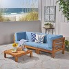 GDFStudio Cascada Outdoor Acacia Wood 3 Seater Sofa Chat Set with Cushions - 2 of 4