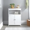 Redmon Double Door Bathroom Floor Cabinet with Open Shelf Storage, White - 3 of 4