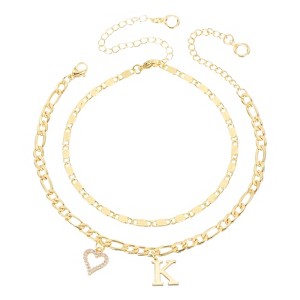 Unique Bargains 14K Gold Plated Dainty Heart Women's Ankle Bracelets with Box - 1 of 4