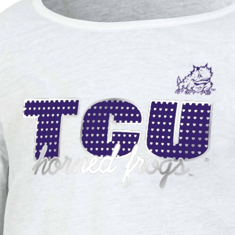 NCAA TCU Horned Frogs Girls&#39; White Long Sleeve T-Shirt, 3 of 4