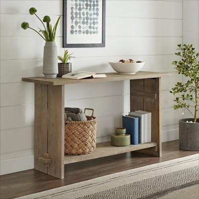 Castleton 61'' Driftwood Mango Wood Minimalist Console with Storage