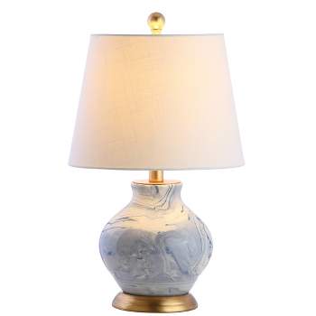 20.5" Ceramic Holly Marbleized Table Lamp (Includes LED Light Bulb) Blue - JONATHAN Y