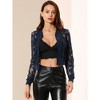 INSPIRE CHIC Women's Stand Collar Zip Up Mesh Sheer Lace Bomber Jacket - 2 of 4