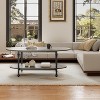 Nasitip Oval Coffee Table, 2-Tier Mid-Century Low Coffee Table with Storage Shelf for Living Room or Office, 47.2", Brown/Gray - 4 of 4