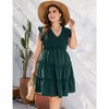 Plus Size Sleeveless Summer Dress for Women Ruffle Smocked Dress V Neck Babydoll Dress - 2 of 4