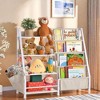 Ruvalino Decorative Bookshelf Kids Sling Bookcase with Side Pocket Toy Organizer for Nursery, White, 33.9"*11.8"*30.9" - 2 of 4