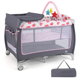 Infans 4 in 1 Baby Playard Portable Infant Nursery Center w/ Zippered Door Colorful - 1 of 4