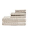 6Pcs 100% Cotton Solid Color Bath Towel Set, Anti-Microbial Certified Waffle Jacquard Quick Dry Bath Towel - 2 of 4