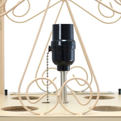 Chic White 12" Multi-Functional Wine Rack Shelf Lamp with Linen Shade