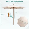 Tangkula 10FT Patio Umbrella Outdoor Table Market Umbrella with 8 Bamboo Ribs Pulley Lift and Ventilation Hole Beige - 4 of 4