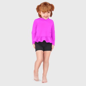 City Threads USA-Made Swim Peplum UPF 50+ Long Sleeve Girls Rashguard Tee - 1 of 4