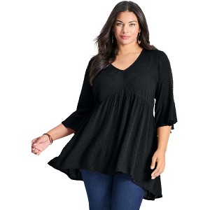 Avenue Women's Plus Size Veronica Dobby Tunic - 1 of 4