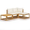 4 Piece Patio Lounge Set with Cushion Cream Solid Acacia Wood vidaXL - 2 of 4