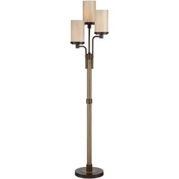 Franklin Iron Works Astoria Rustic Farmhouse Floor Lamp 71" Tall Bronze Faux Wood 3 Light Tree Tea Alabaster Glass for Living Room Bedroom Office Home
