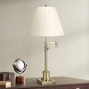360 Lighting Swing Arm Desk Table Lamp 36" Tall Antique Brass Box Pleated Creme Linen Empire Shade for Living Room Bedroom Office Family - 2 of 4