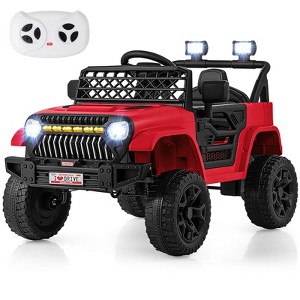 Costway 12V Kids Ride on Truck Car w/ Parental Remote 3 Speeds LED Lights & Music Player - 1 of 4