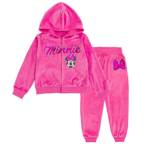 Disney Junior Girls Velour Zip Up Hoodie And Jogger Pants Outfit Set Toddler Sizes 2t 14 16 Target