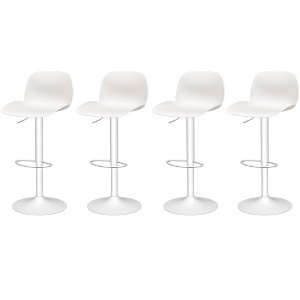 HomeRoots Set of Four White Heavy Duty Plastic and Metal Mid Back Adjustable Height Swivel Bar Chairs - 1 of 4