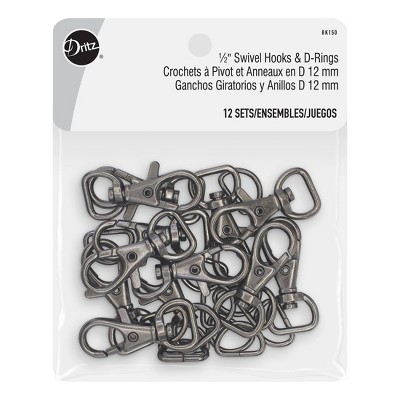Dritz Swivel Hooks & D Rings 1/2in Nickel Bag & Tote Accessories, 1/2, 12ct