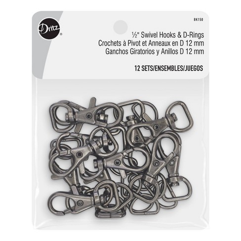 Silver D-Ring Swivel Snap Hook - Mult Sizes