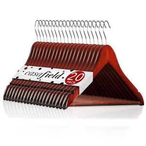 Casafield Wooden Suit Hangers, Non-Slip Pant Bar & Swivel Hook - Set of 20 - 1 of 4