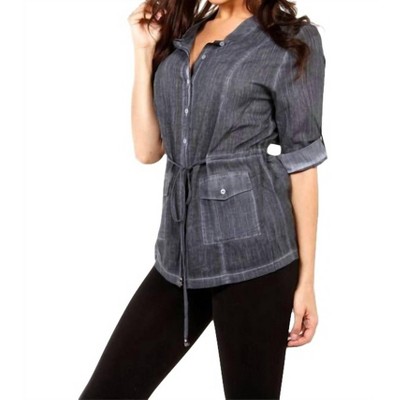 Women's Oil-Washed Drawstring Shirt - ANGEL