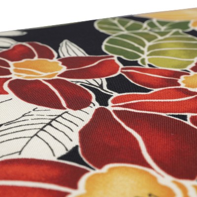 Set of 2 Black Floral Outdoor Throw Pillows