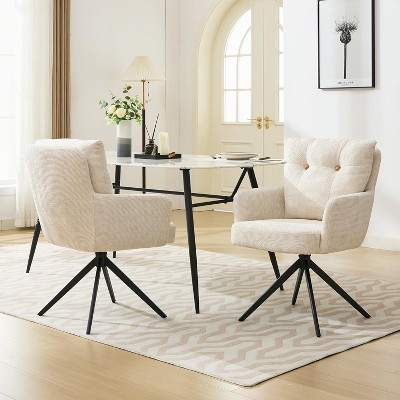 DYHOME Dining Chairs Set of 2, Mid Century Modern Swivel Dining Chairs with Arm, Upholstered Accent Chair for Kitchen Dining Living Room