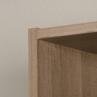 Adjustable Summer Oak 4-Shelf Bookcase with Hidden Storage