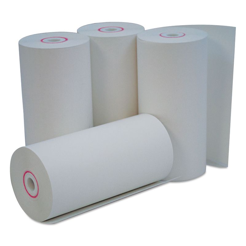 UNIVERSAL Single-Ply Thermal Paper Rolls 4 3/8" x 127 ft White 50/Carton 35765, 1 of 3