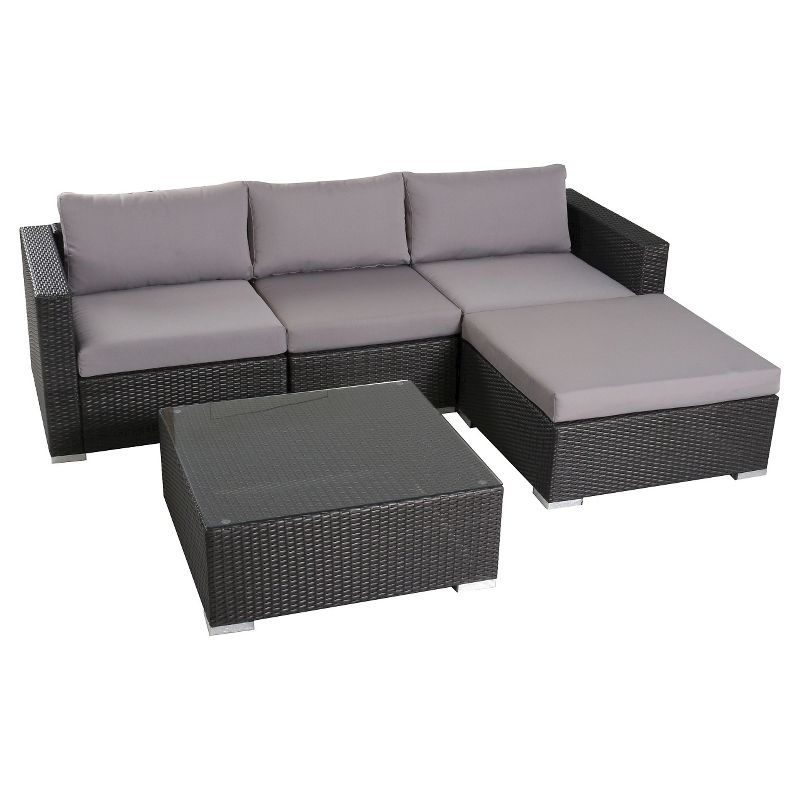 Santa Rosa 5pc Wicker Patio Seating Sectional Set with Cushions - Gray with Silver Gray Cushions - Christopher Knight Home, 3 of 6