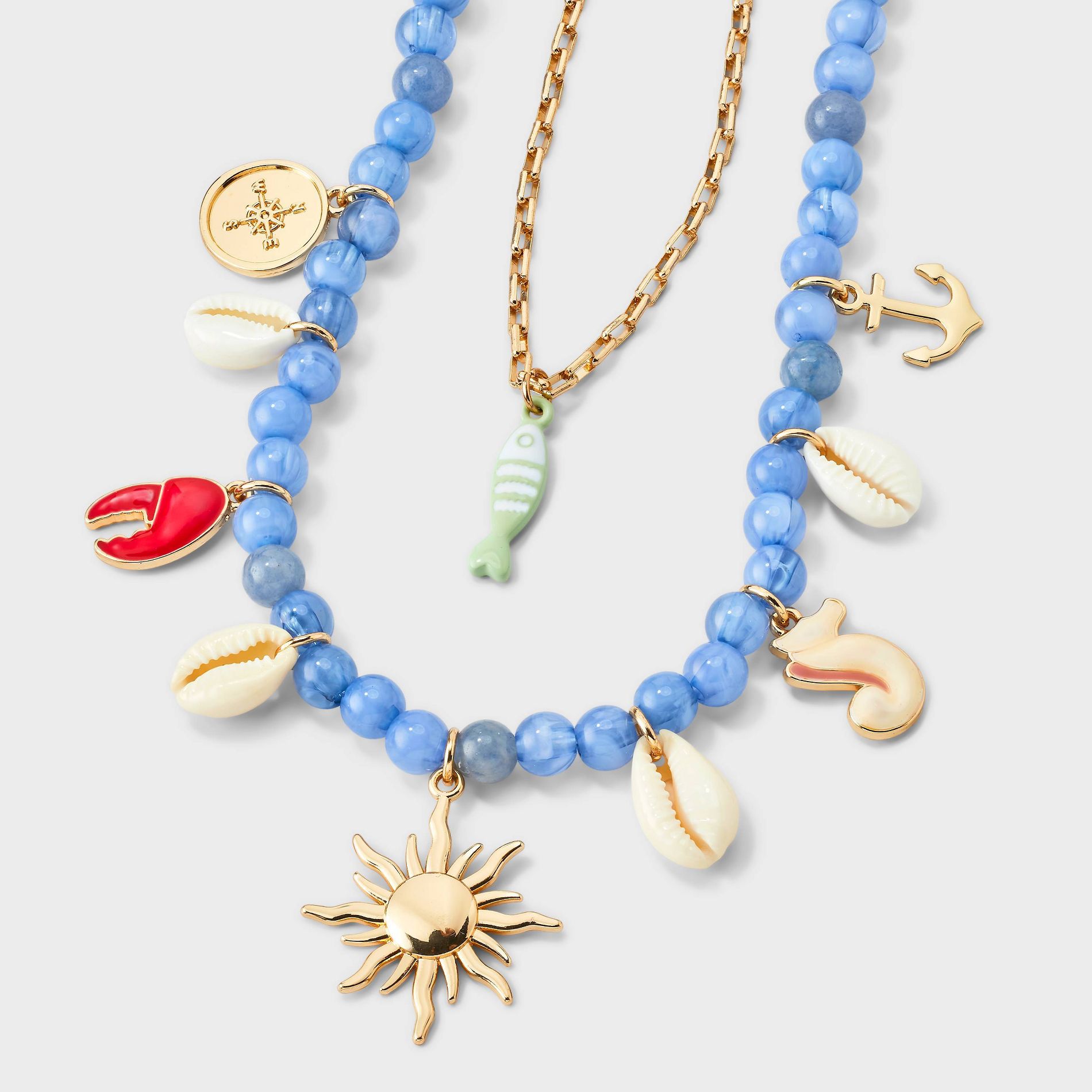 Beaded Charm Necklace Set - Universal Thread™ Blue