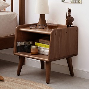 APRILSOUL Solid Wood Bedside Cabinet Modern Simple Nightstands European Beech Bedside Cabinet Nordic Bedroom Solid Beech Storage Cabinet 0.4m,Natural - 1 of 4